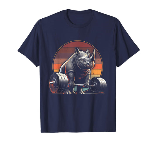 Rhinoceros Powerlifting Weightlifting Gym Rhino Lovers Unisex-Adults, Unisex-Kids Black Animal Print Rhinoceros T-Shirt