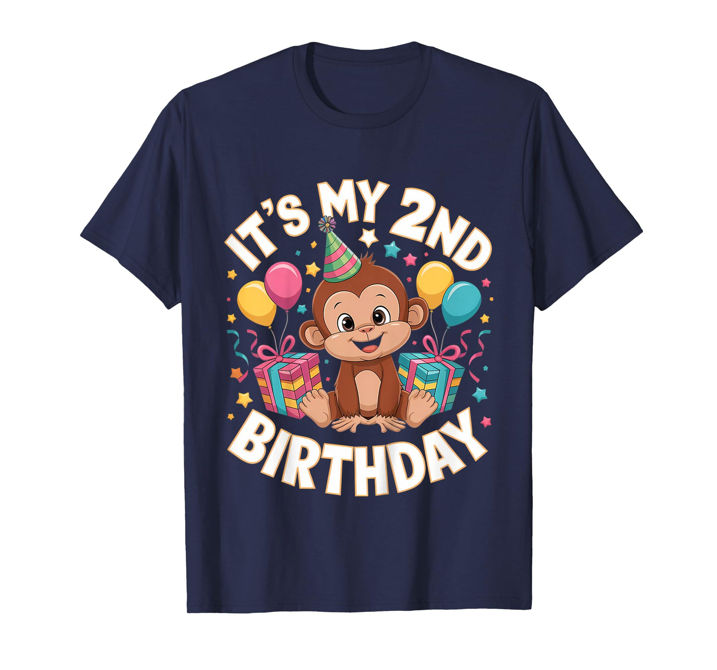 Kids 2nd Birthday Monkey Party Design T-Shirt
