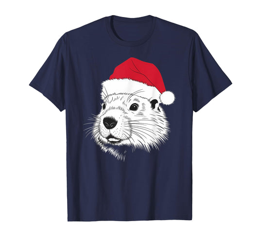 Joyful Groundhog Santa on Groundhog Christmas T-Shirt