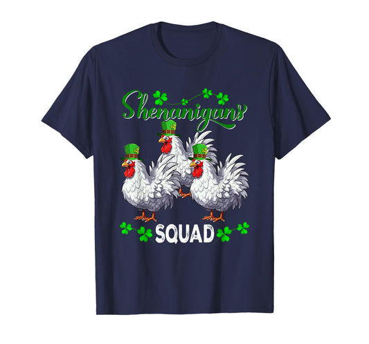 Shenanigans Squad St. Patrick's Day Chickens Shamrocks Farm T-Shirt