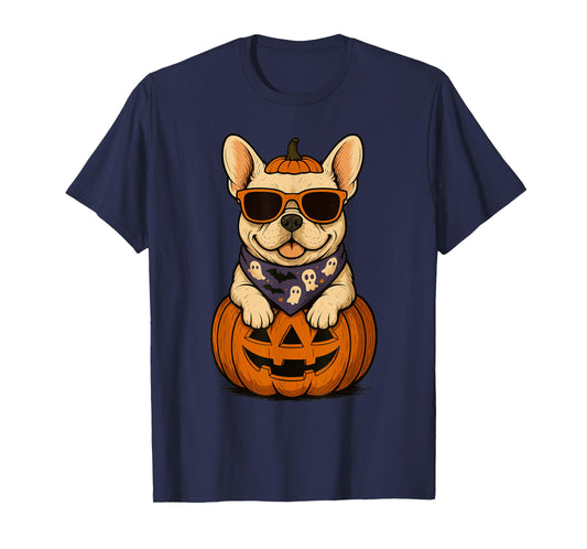 Spooky French Bulldog Pumpkin Halloween Dog Lover T-Shirt