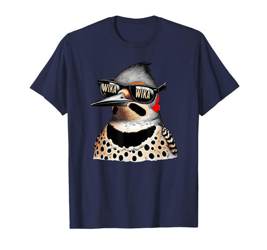 Antler & Oak Funny Northern Flicker WIka Wika for bird nerds T-Shirt, Small, Blue