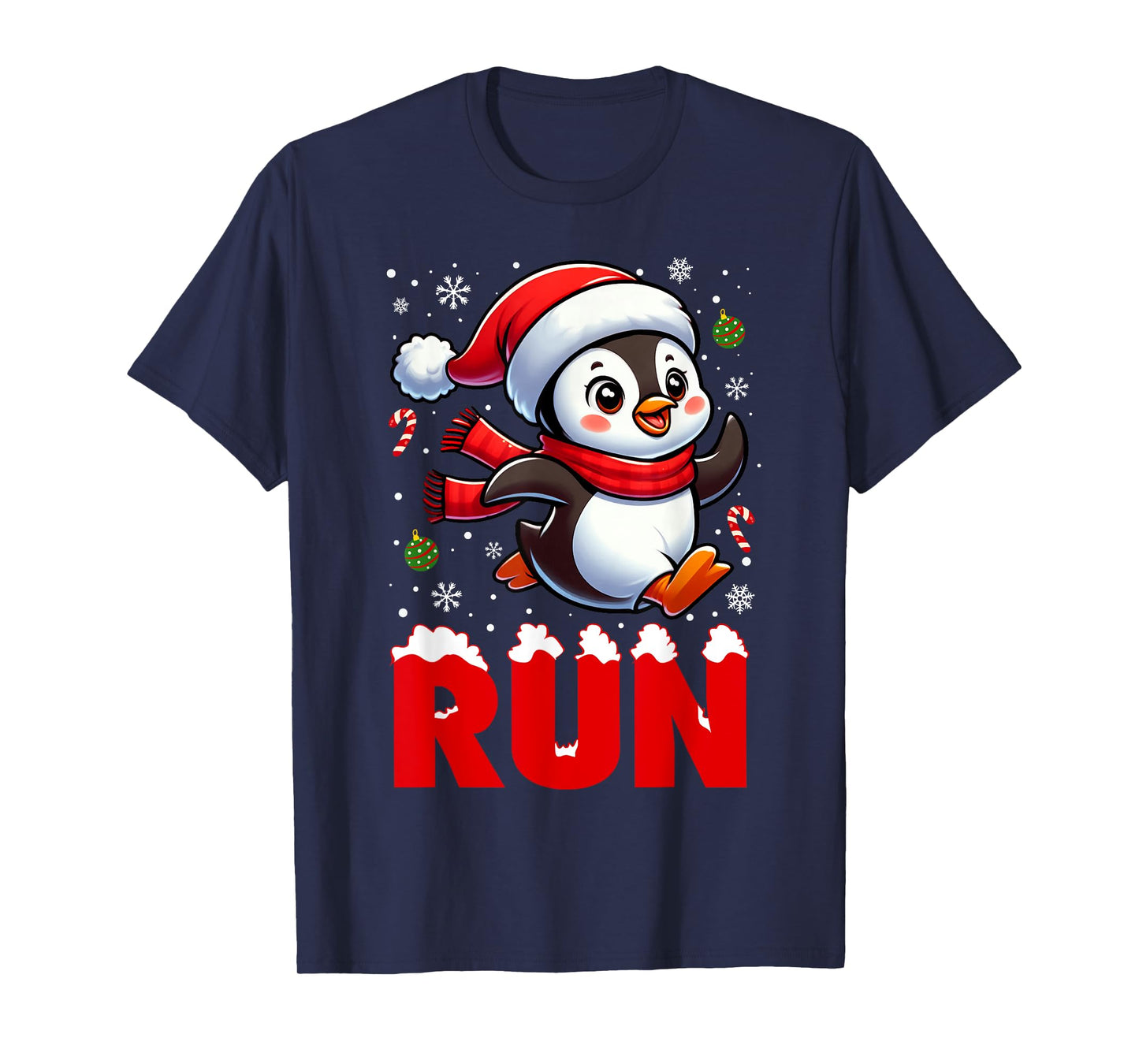 Penguin Running Cross Country Penguin Runner Christmas T-Shirt