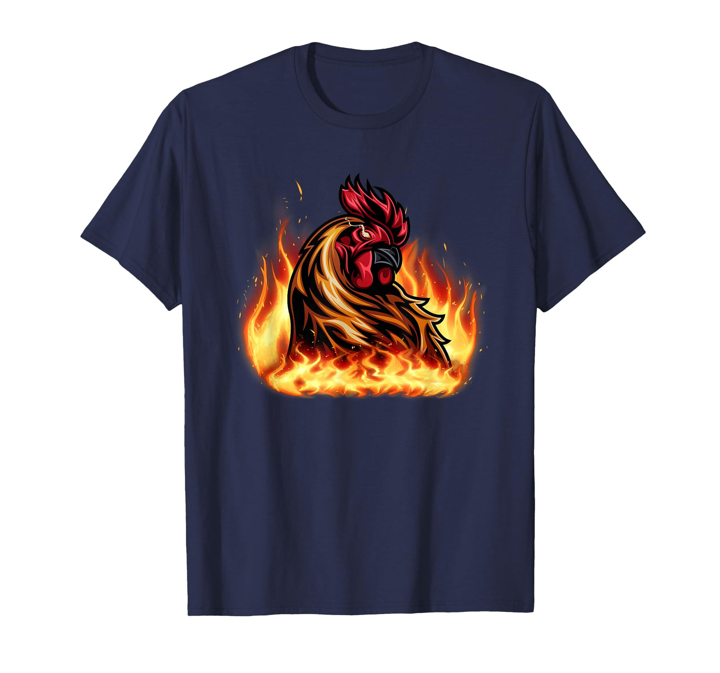 Fire Rooster Chicken Funny For Men Women T-Shirt