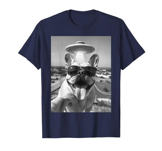 French Bulldog Selfie UFO Alien French Bulldog T-Shirt