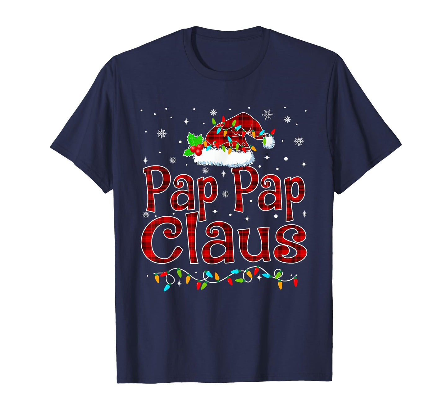 Pap Pap Claus Christmas Pajama Matching Family Xmas Lights T-Shirt