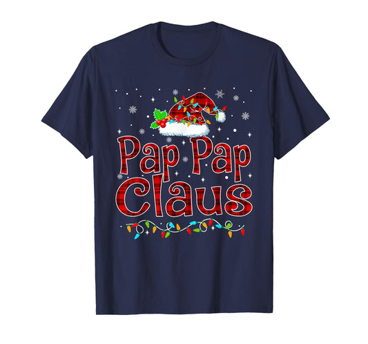 Pap Pap Claus Christmas Pajama Matching Family Xmas Lights T-Shirt
