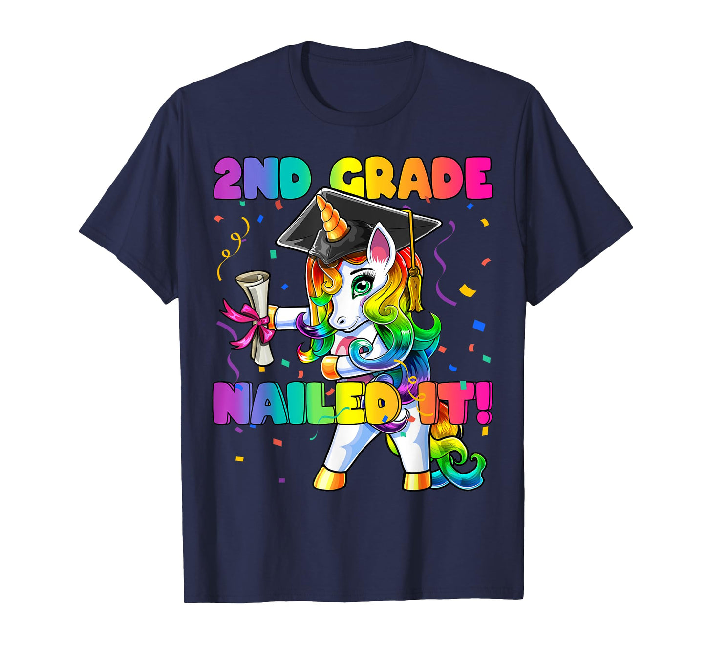 Flossing Unicorn 2nd Grade Graduation Cap Diploma Gift Girls T-Shirt