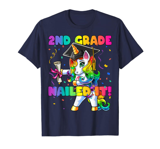 Flossing Unicorn 2nd Grade Graduation Cap Diploma Gift Girls T-Shirt
