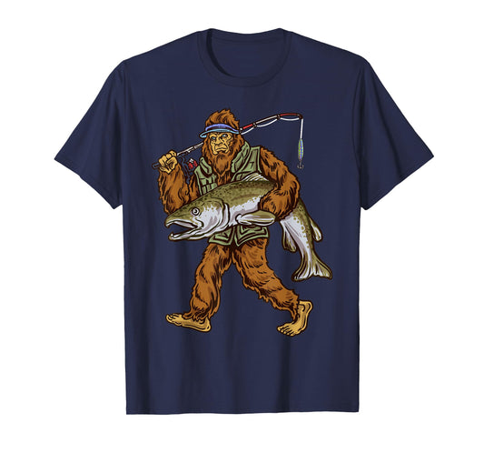 King Salmon Fishing Trout Hunting Bigfoot Fishermen T-Shirt