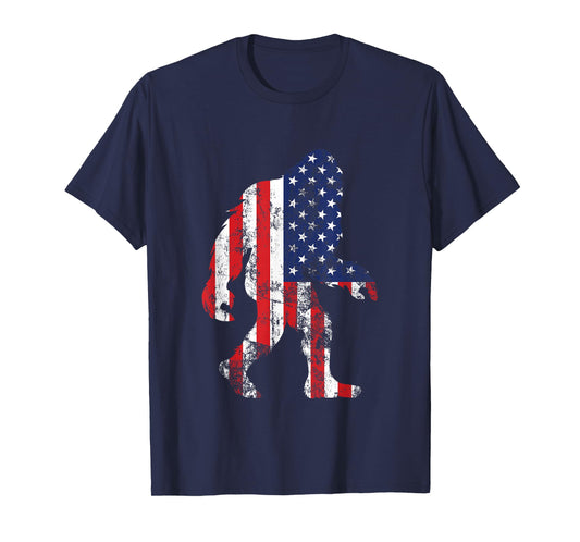 Bigfoot 4th Of July Independence Patriotic USA Flag Yeti T-Shirt