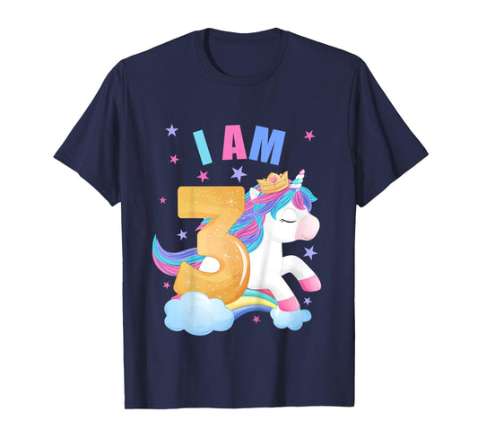 3 Years old 3 birthday outfit Boy girl Unicorn T-Shirt