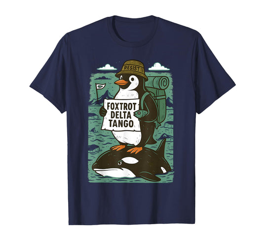Resist Penguin Activism Graphic Design T-Shirt