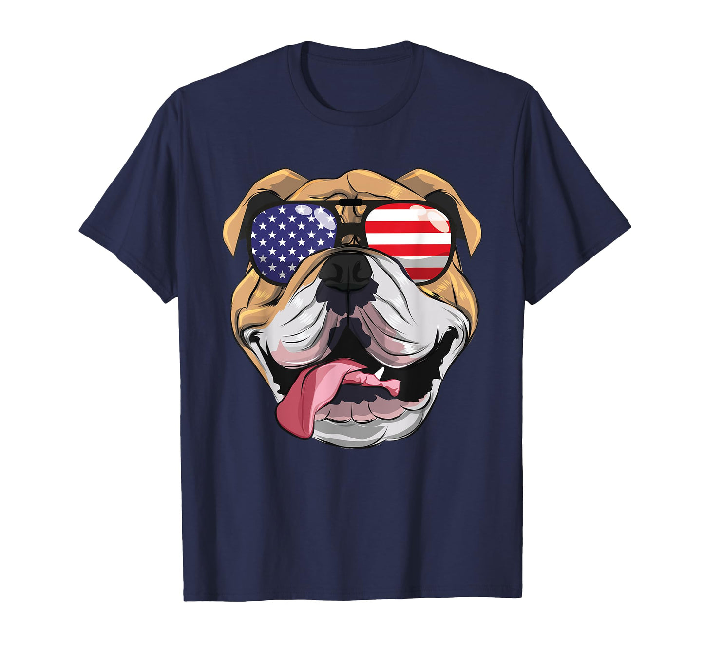 English Bulldog 4th Of July American Sunglasses USA Boys Men T-Shirt