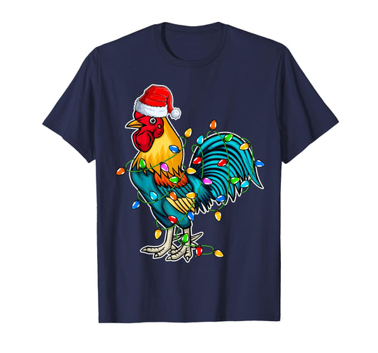 Rooster Santa Hat Christmas - Chicken Rooster Lover Xmas T-Shirt