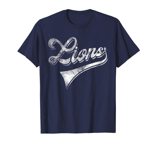 Lions School Sports Fan Team Spirit Mascot Vintage T-Shirt