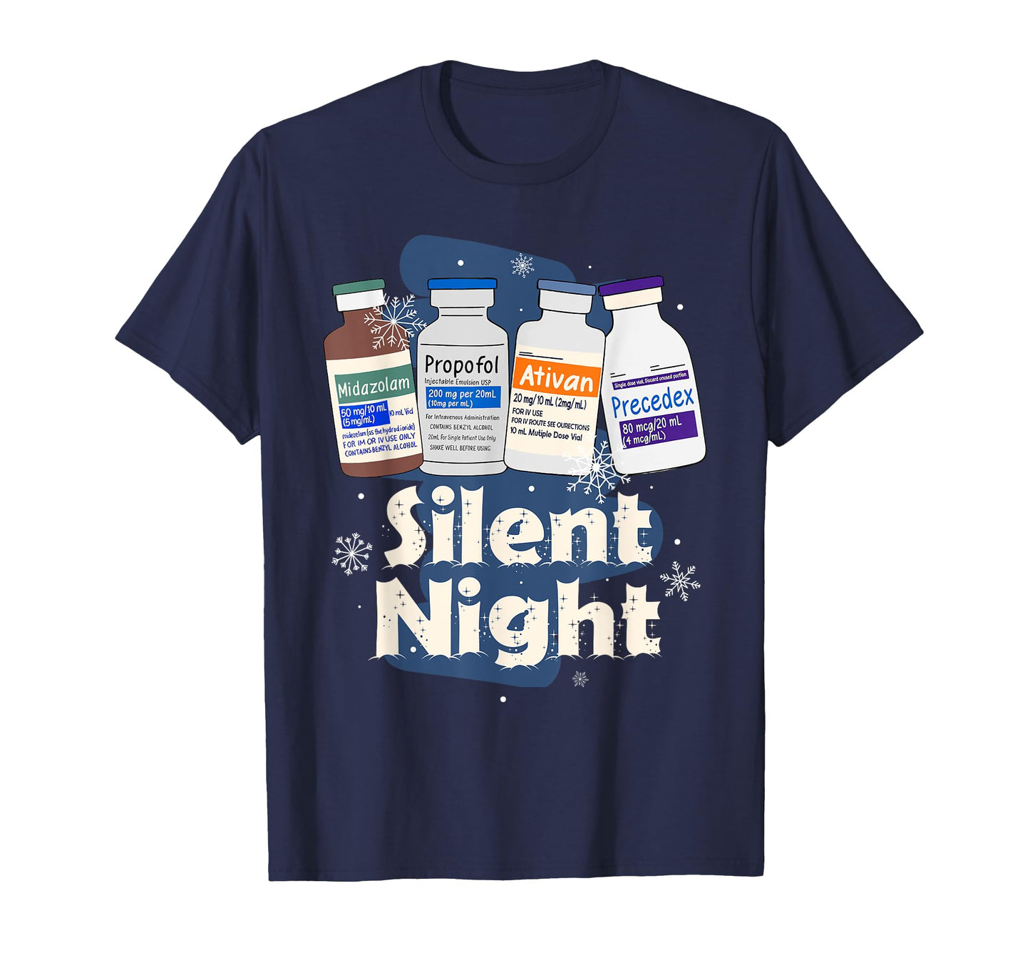Christmas Nurse RN ER ICU Nursing Xmas Vibes Silent A Night T-Shirt