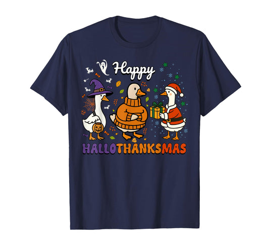 Halloween Thanksgiving Christmas Funny Goose Holiday Family T-Shirt