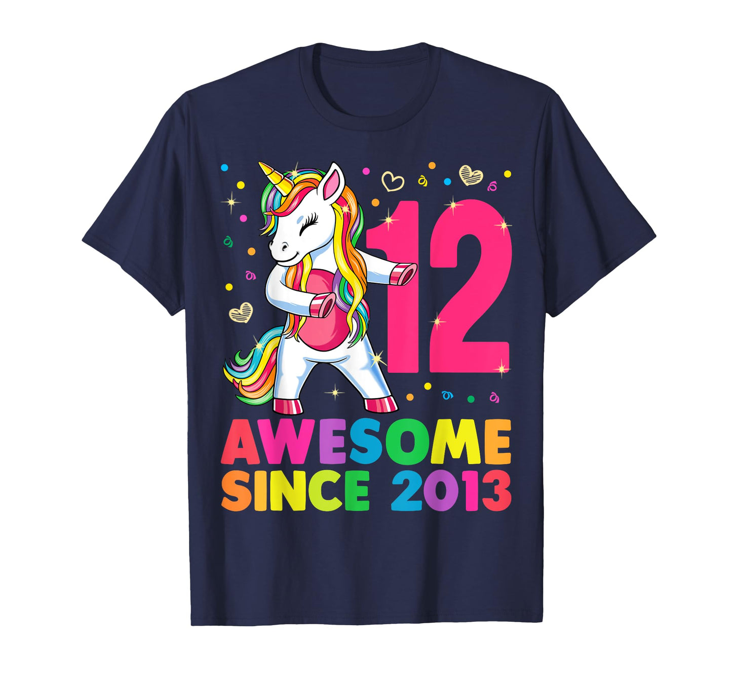 12 Years Old Unicorn Flossing 12th Birthday Girl Gift Party T-Shirt