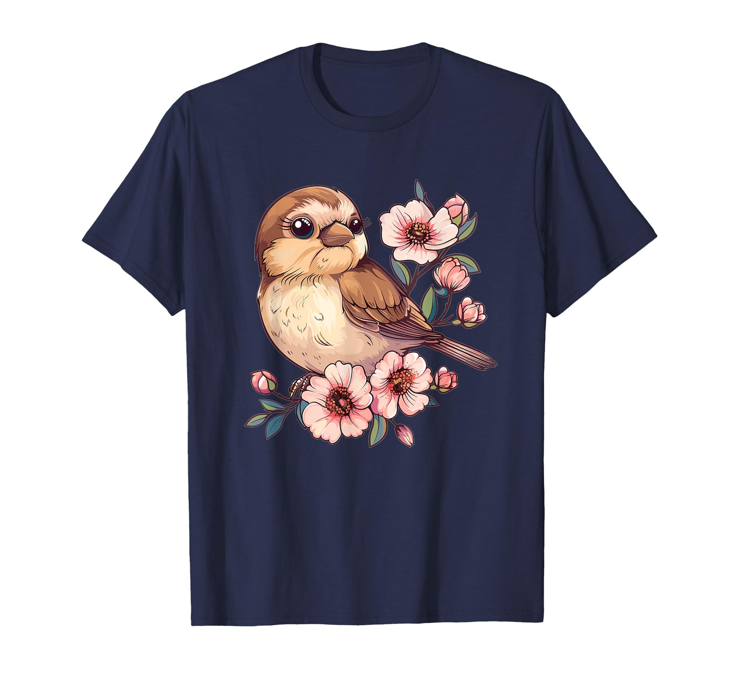Cute Sparrow With Flowers I Sparrow T-Shirt