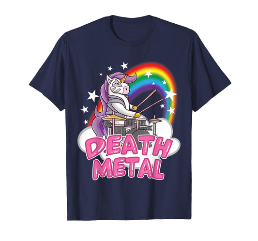 Death Metal Pink Unicorn Rock Music Band Drums Drummer T-Shirt