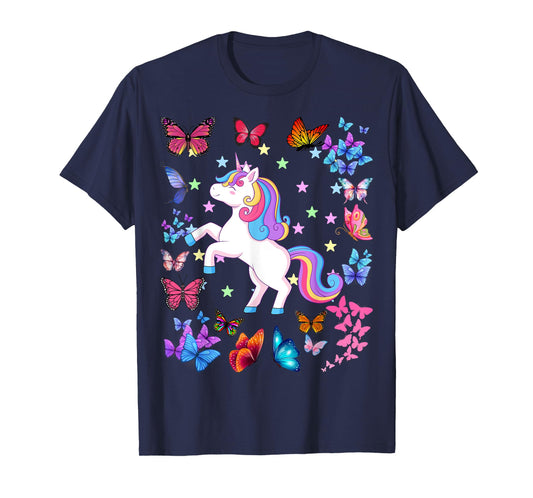 Gifts For Girls Unicorn Butterflies Graphic Tees Kids T-Shirt