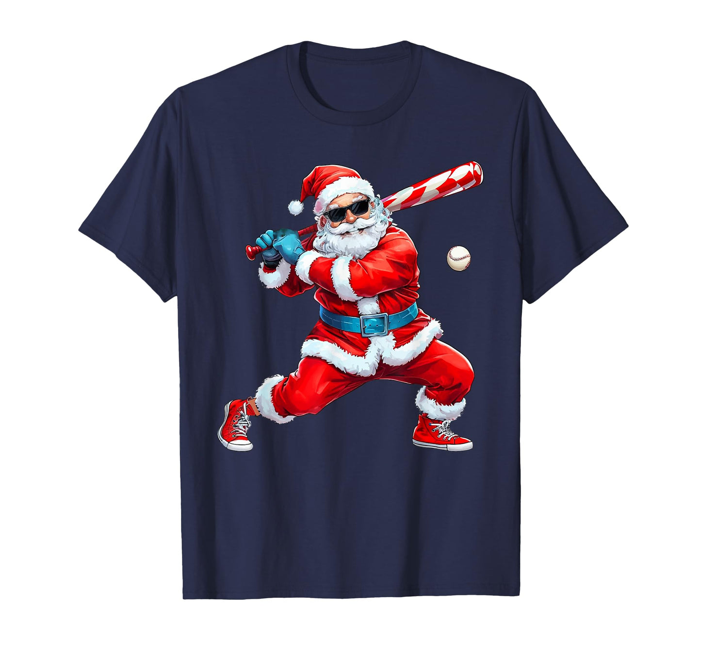 Santa Playing Baseball Christmas Baseball Player T-Shirt
