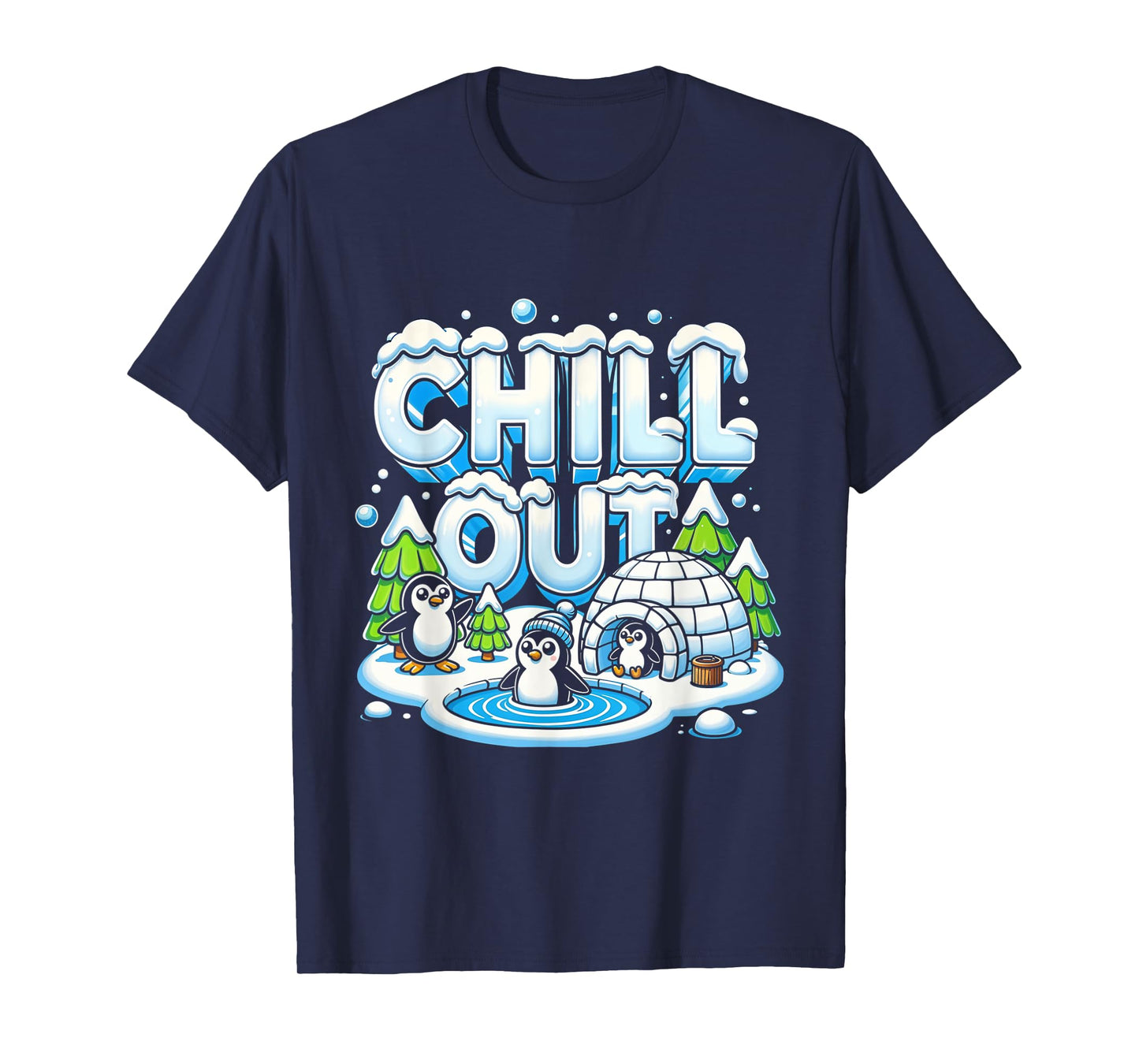Antarctica Penguin Chill Out Shirt Cute Winter Penguin Igloo T-Shirt