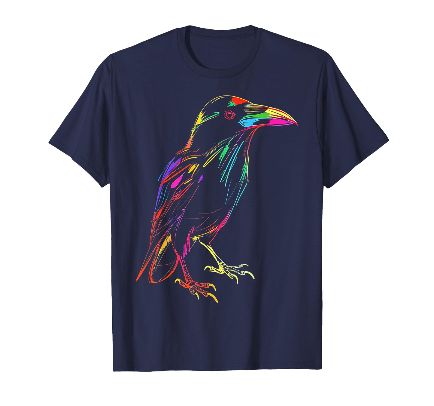 Raven Drawing Bird Art Animal Colorful Motif Raven T-Shirt