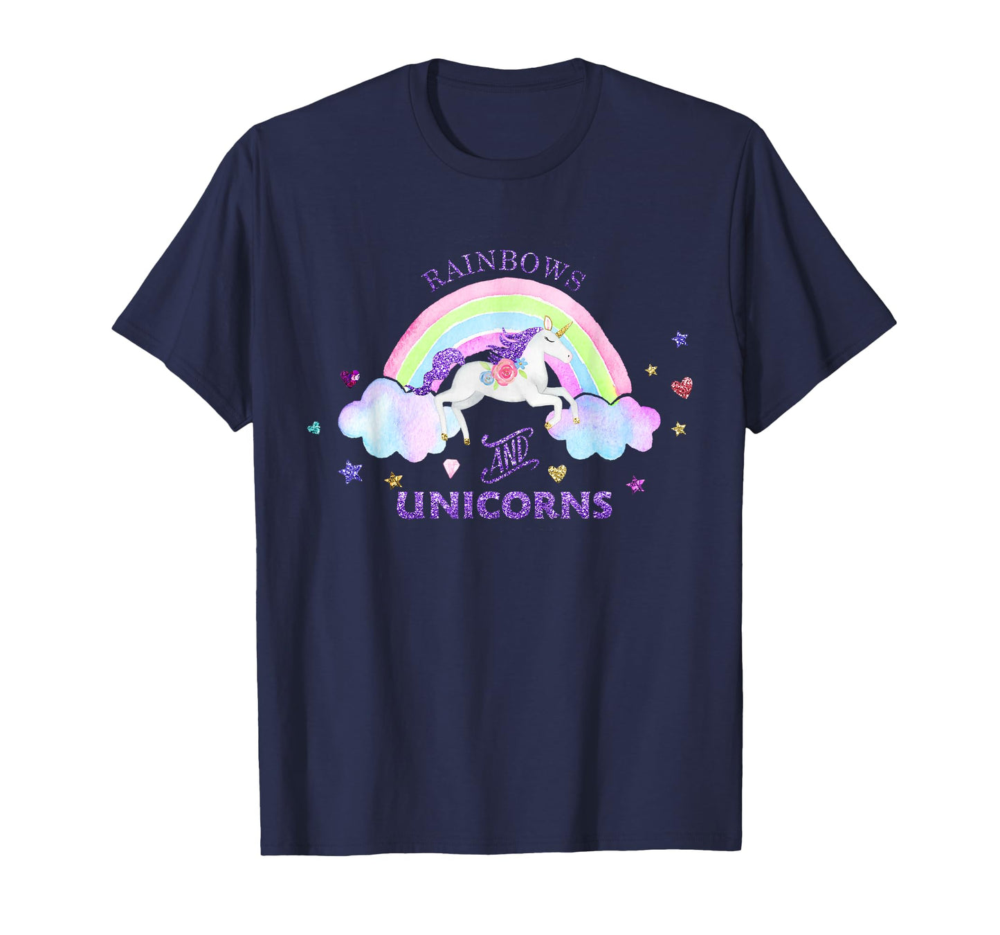 Rainbows and Unicorns T-Shirt - Magical Cute Glitter Gift