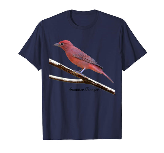 Summer Tanager Bird Ornithology T-Shirt for Men Women Kids
