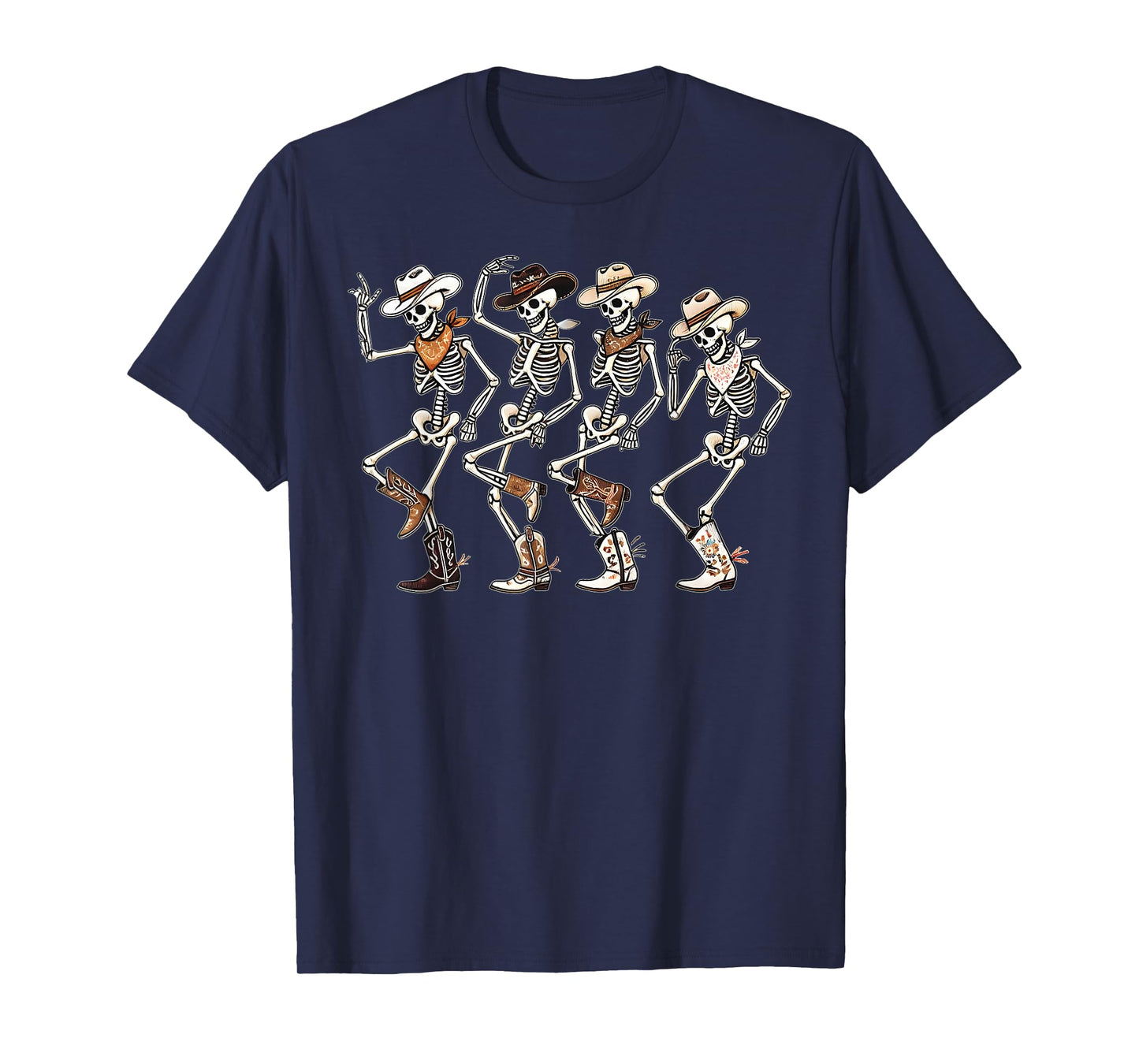 Dancing Skeleton Cowboys Western Country Rodeo Halloween T-Shirt