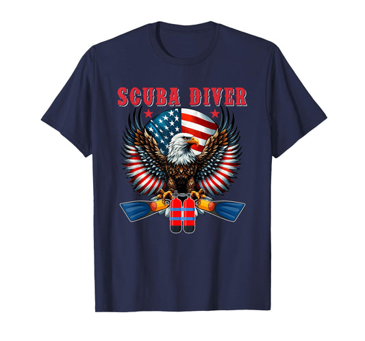 Scuba Diver Job Costume Eagle Proud Flag 4th Of July Lover T-Shirt