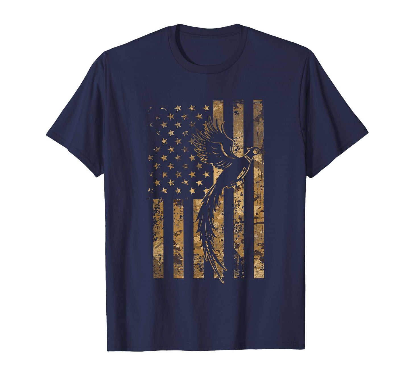 Pheasant Bird Hunter American Flag Camouflage Pheasant Hunt T-Shirt