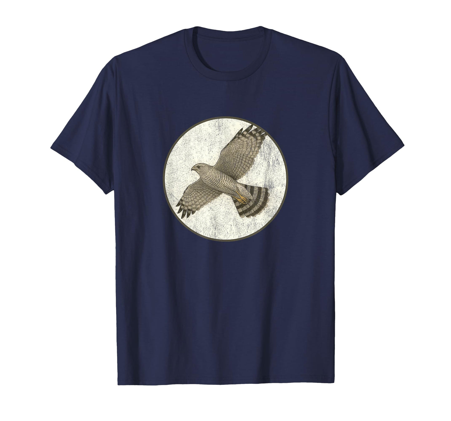 Colorful Retro Gray Hawk Bird Design T-Shirt