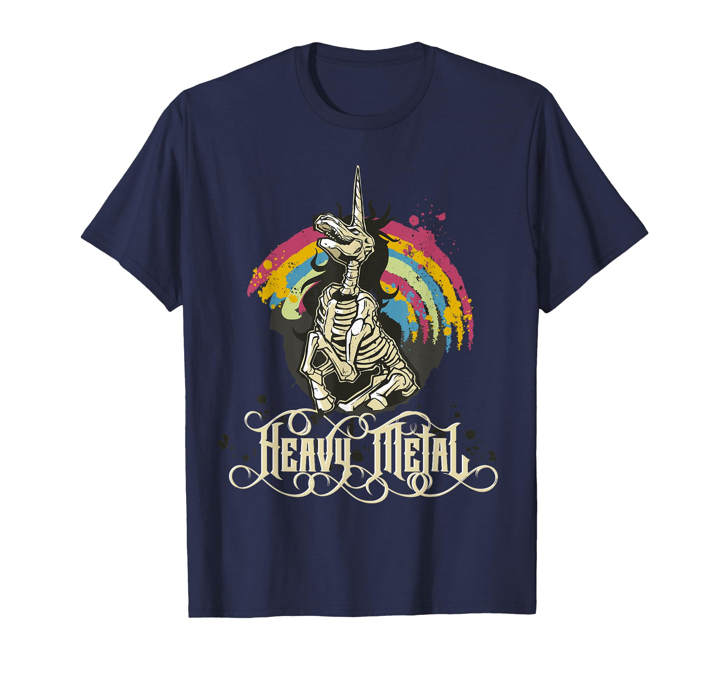 Heavy Metal Funny Skull Unicorn T-Shirt