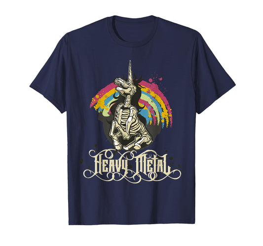 Heavy Metal Funny Skull Unicorn T-Shirt