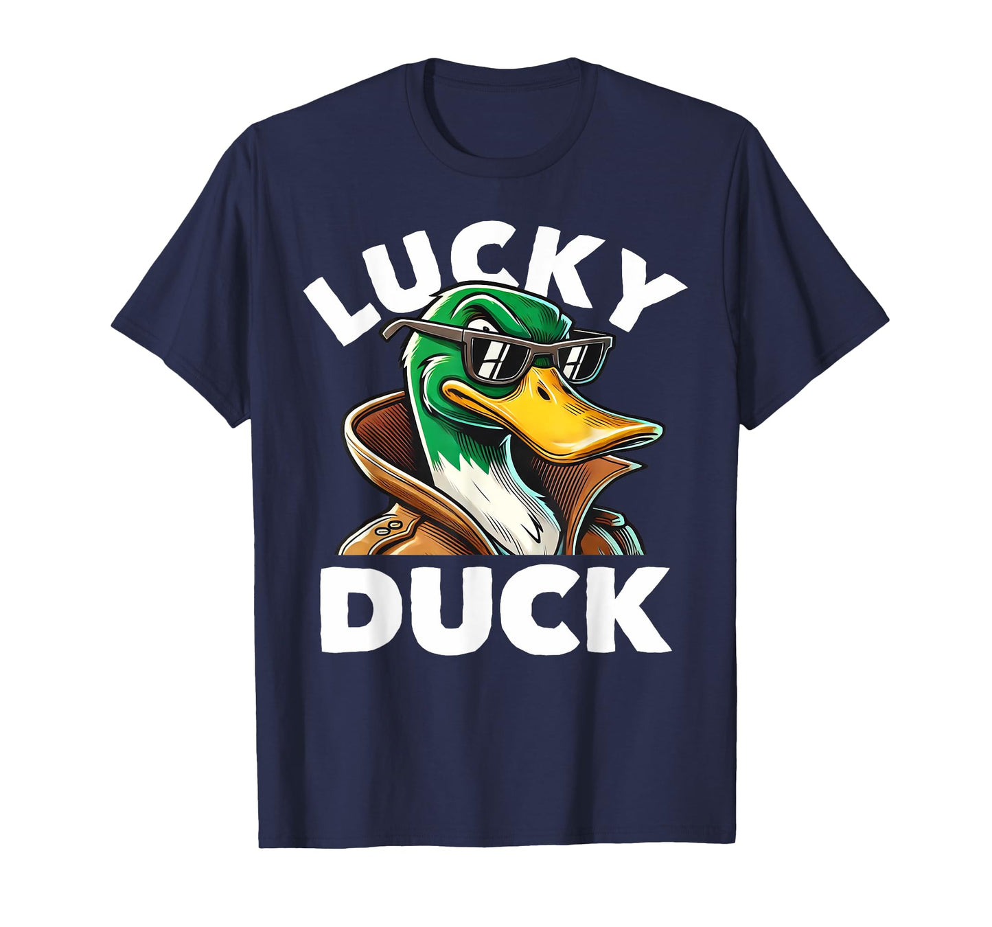 Lucky Duck Mallard Duck With Sunshades Men Boys Funny T-Shirt
