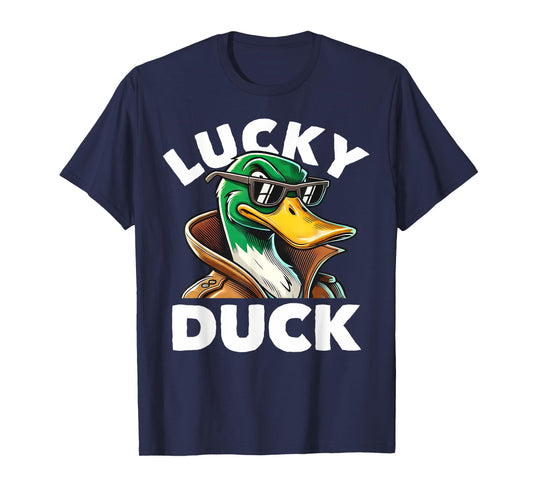 Lucky Duck Mallard Duck With Sunshades Men Boys Funny T-Shirt