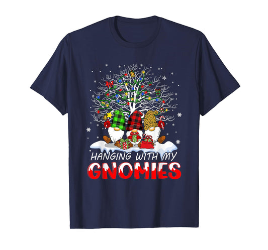 Funny Christmas Gnome Hanging With My Gnomies Family Pajamas T-Shirt