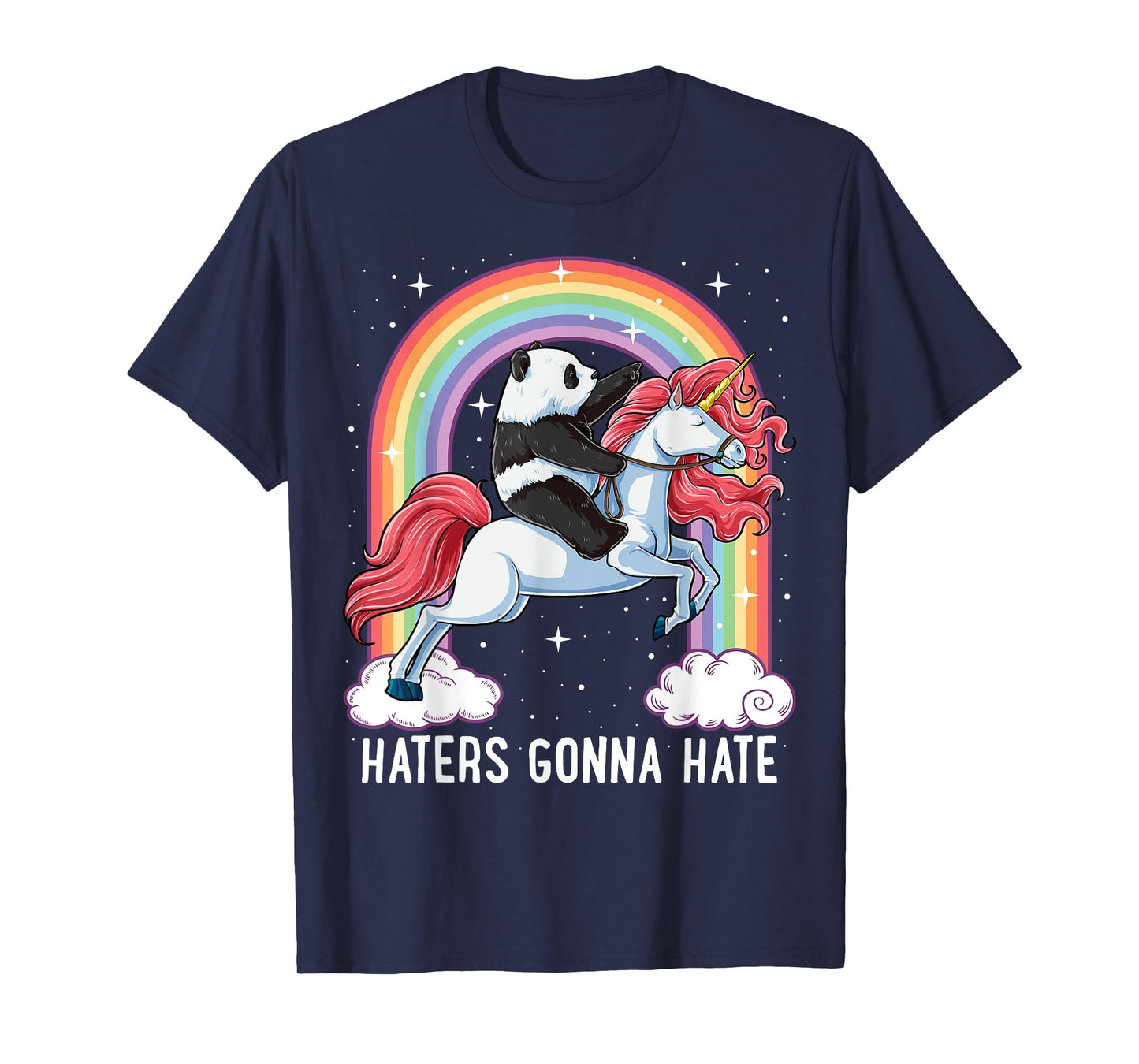 Panda Riding Unicorn Funny Haters Gonna Hate Pandicorn Girls T-Shirt