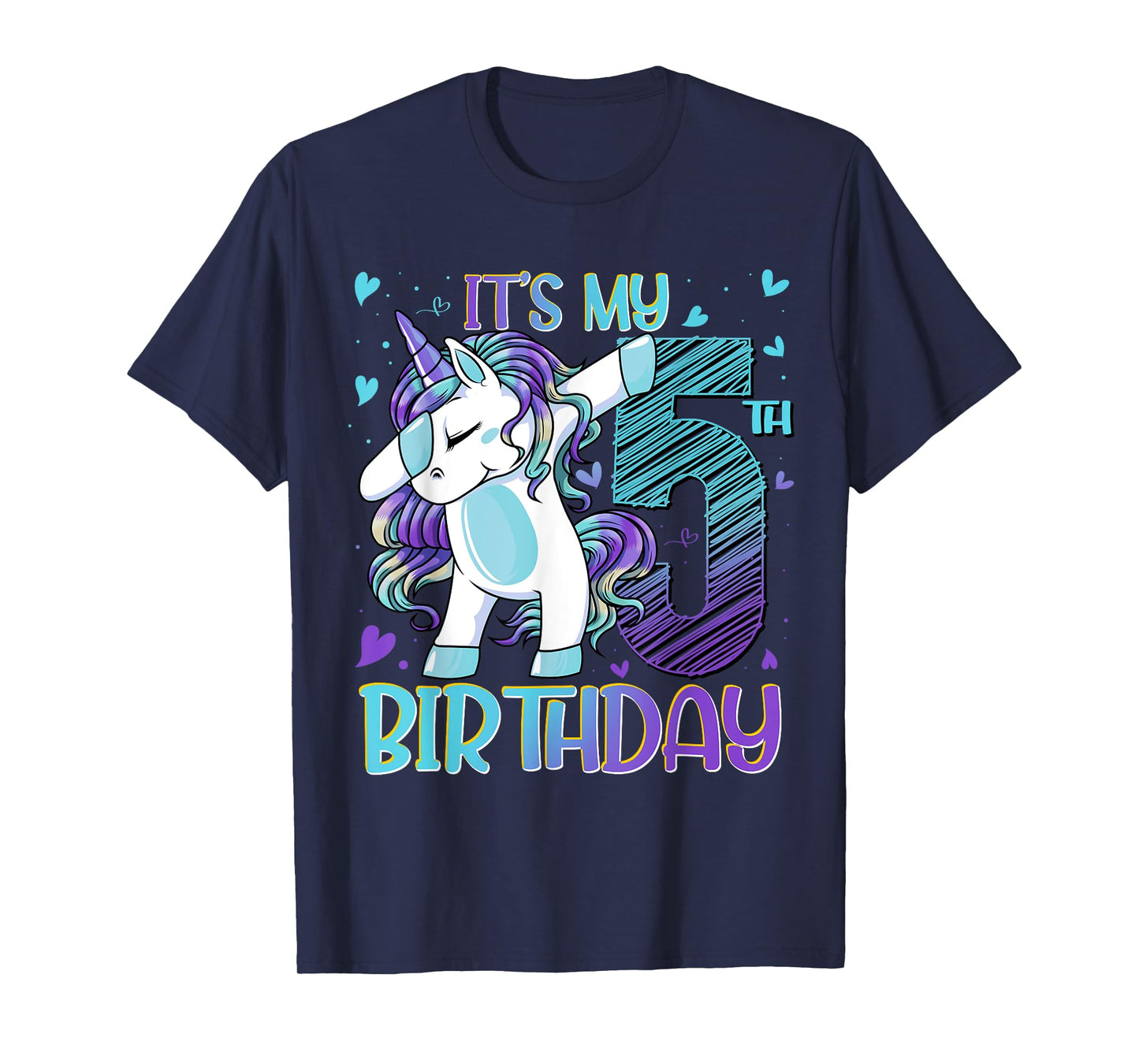 5 Year Old Unicorn Dabbing 5th Birthday Girl Unicorn Party T-Shirt