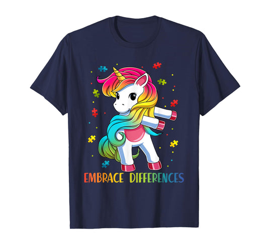 Embrace Differences Unicorn - Autism Awareness for Kids T-Shirt