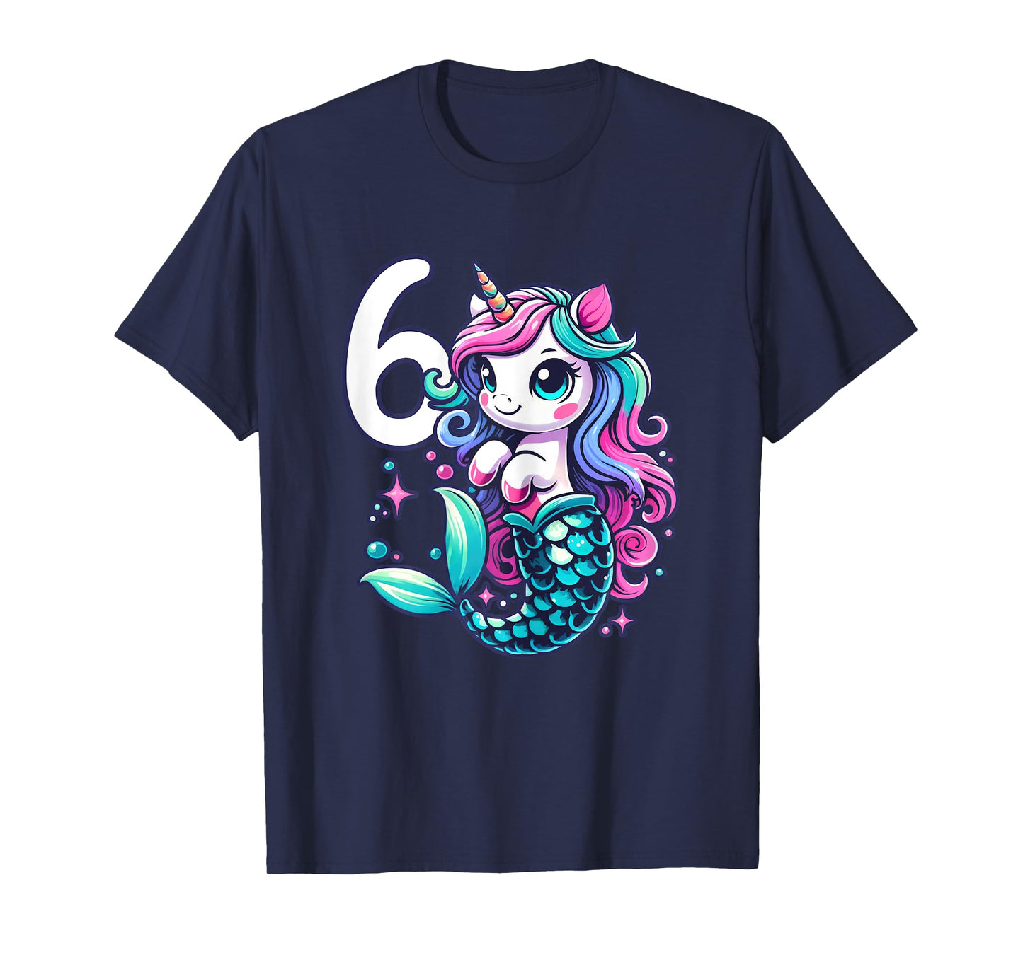 Unicorn Mermaid 6th Birthday 6 Year Old Party Girls Outfit T-Shirt