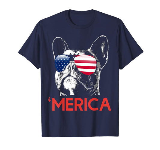 Merica French Bulldog American Flag 4th of July Frenchie T-Shirt