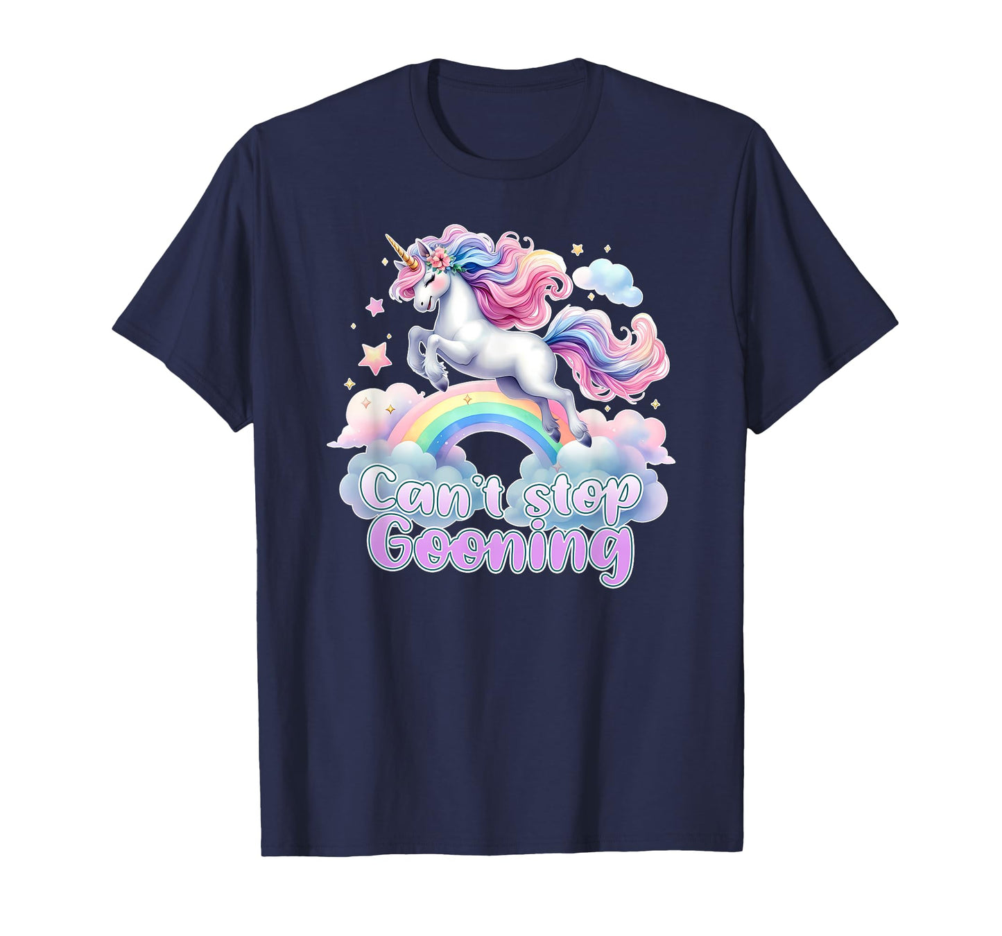 CANT STOP GOONING Funny Brainrot Meme 2025 Unicorn Cringe T-Shirt
