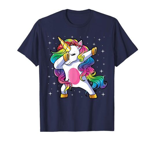 Dabbing Unicorn Shirt Girls Kids Mom Women Dab Unicorn T-Shirt