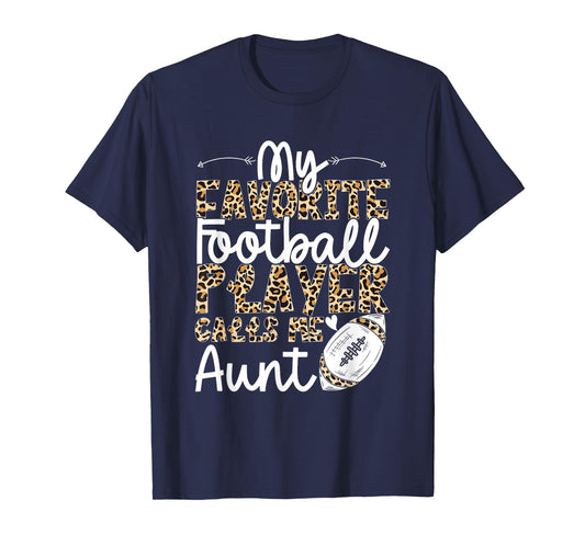 Football Aunt Football Player Leopard Pattern Football Aunt T-Shirt