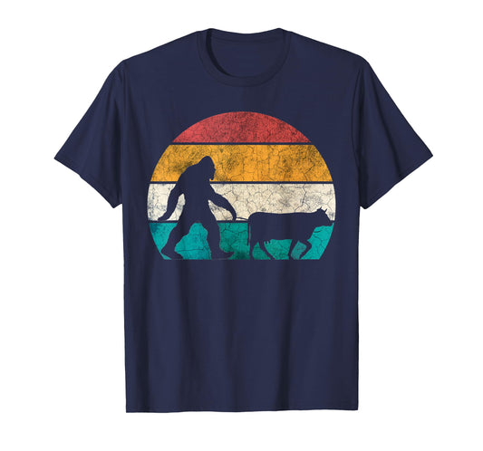 Funny Bigfoot Walking Cow Retro Vintage T-Shirt