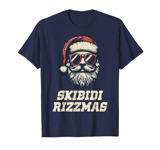 Skibidi Rizzmas Santa Funny Christmas Boys Teens Kids Men T-Shirt